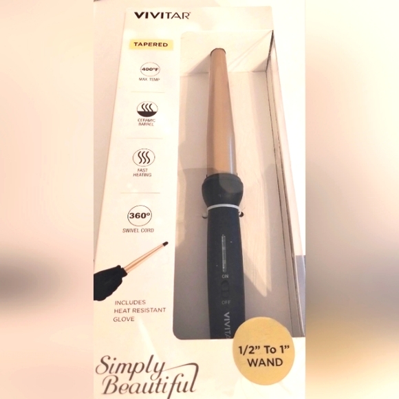 Accessories Nib Vivitar Ceramic Curling Wand With 36 Swivel Cord And